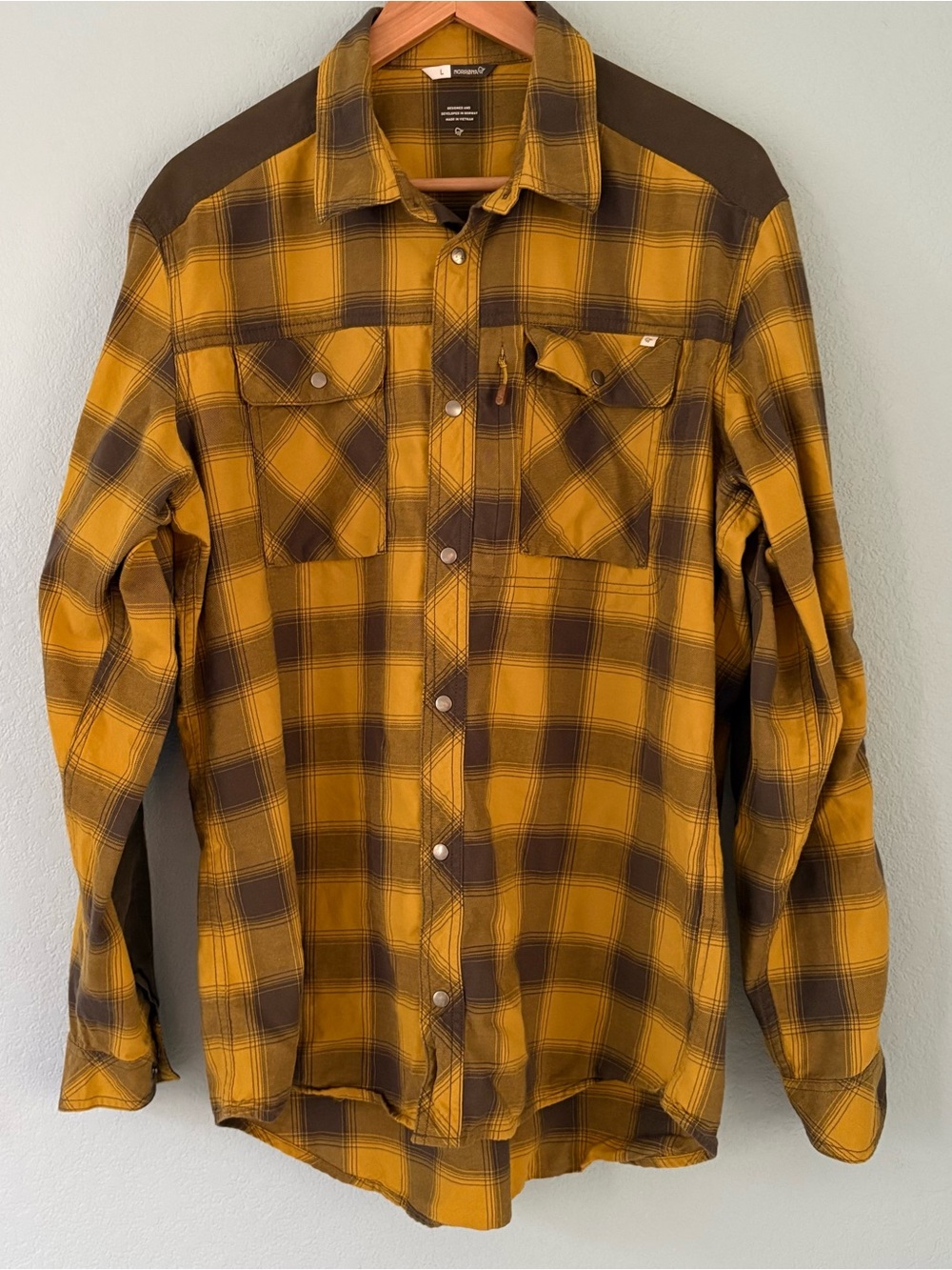 Norrona Svalbard Shirt Men Flannel Snap Button Pockets Outdoor